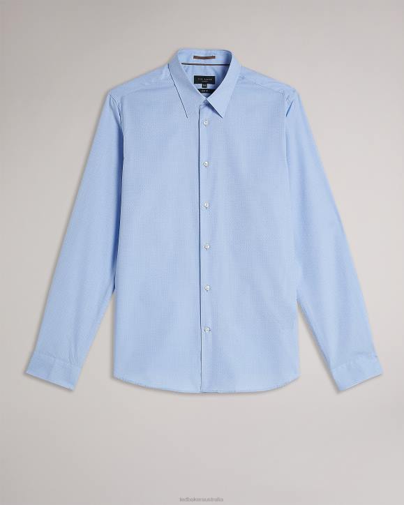 Ted Baker Newtss Long Sleeve Spot Shirt Blue Clothing Men TLPL1441