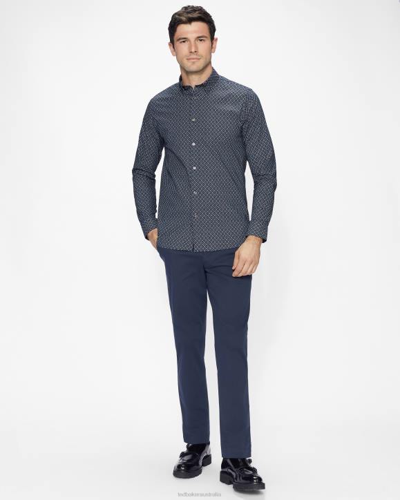 Ted Baker Notrip LS Diamond Print Shirt Navy Clothing Men TLPL1713