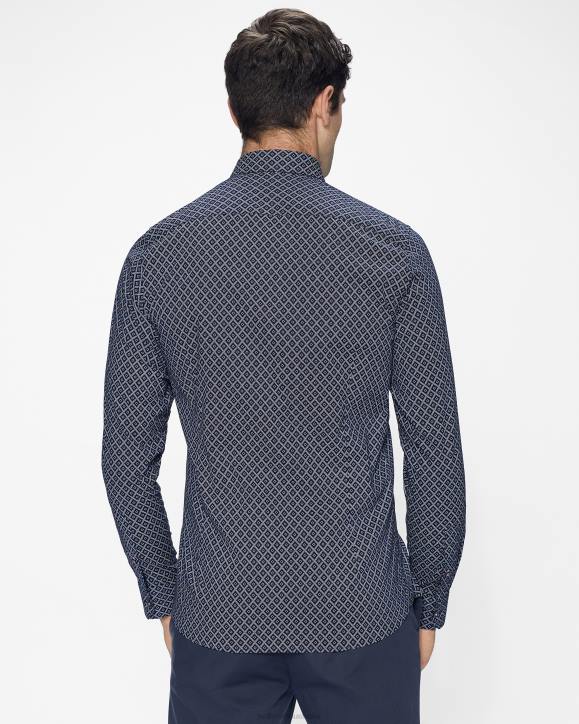 Ted Baker Notrip LS Diamond Print Shirt Navy Clothing Men TLPL1713