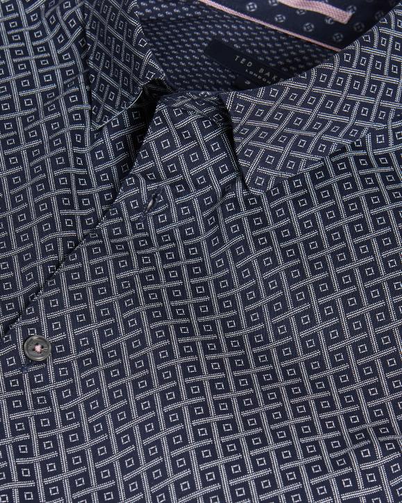 Ted Baker Notrip LS Diamond Print Shirt Navy Clothing Men TLPL1713