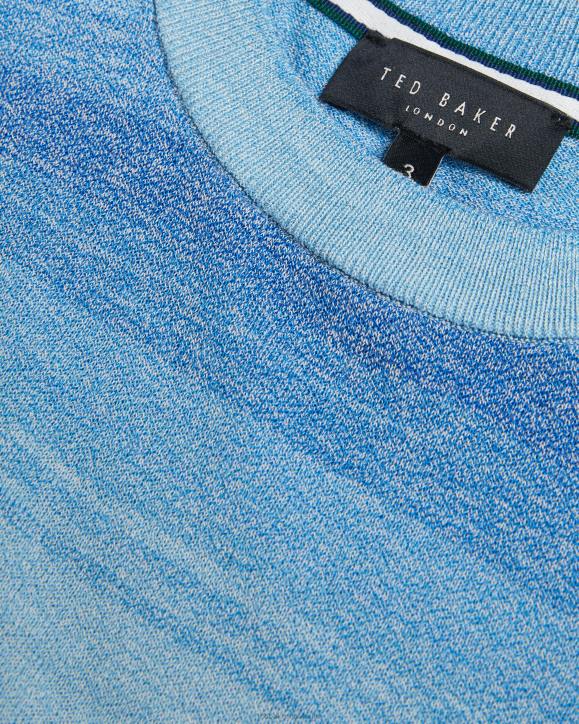 Ted Baker Notte Short Sleeve Ombre Stripe T-Shirt Dark Blue Clothing Men TLPL1299