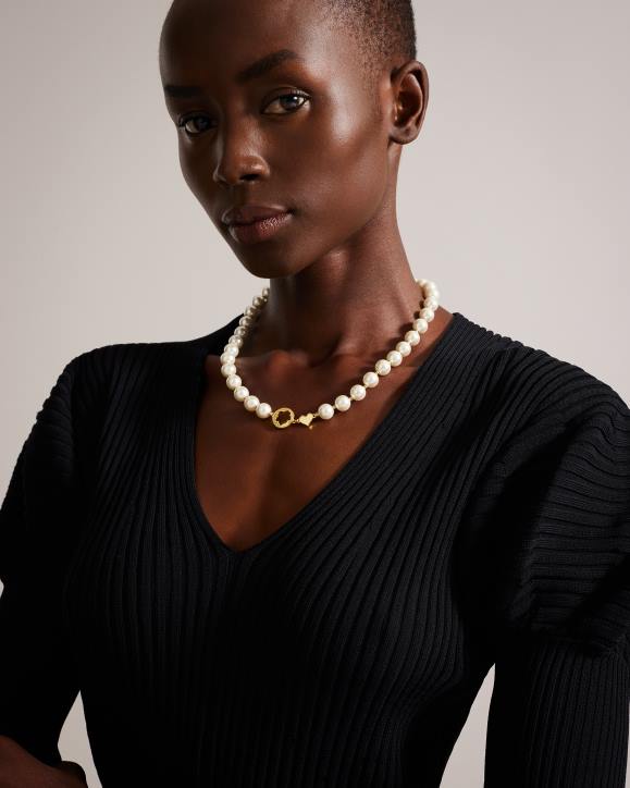 Ted Baker Palooma Glass Pearl And Magnolia Necklace Gold Color Jewelry Women TLPL985