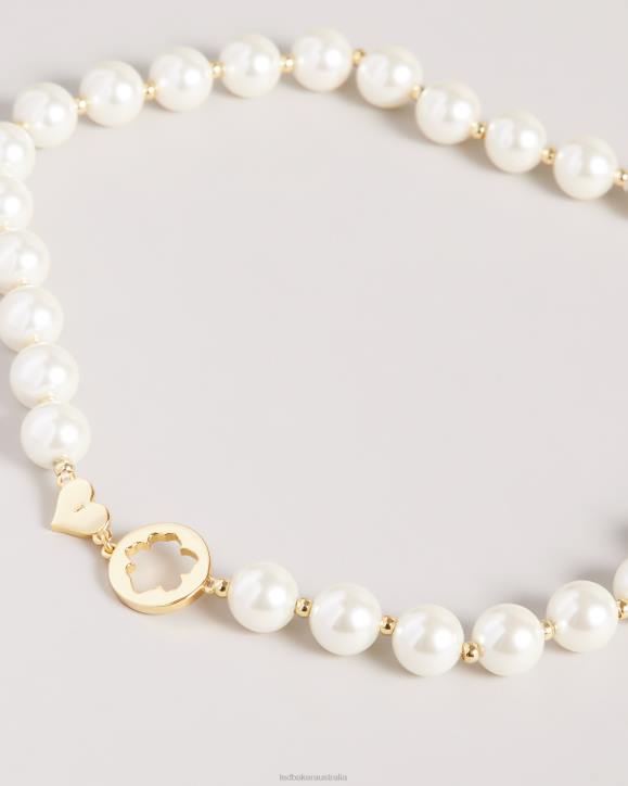 Ted Baker Palooma Glass Pearl And Magnolia Necklace Gold Color Jewelry Women TLPL985