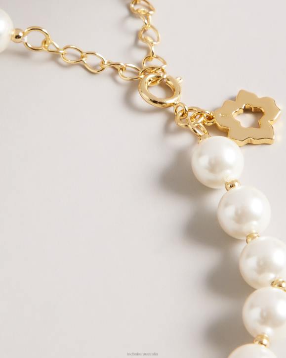 Ted Baker Palooma Glass Pearl And Magnolia Necklace Gold Color Jewelry Women TLPL985