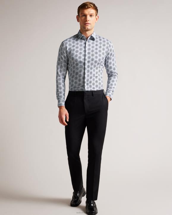 Ted Baker Pearse Long Sleeve Circle Geo Shirt White Clothing Men TLPL1537