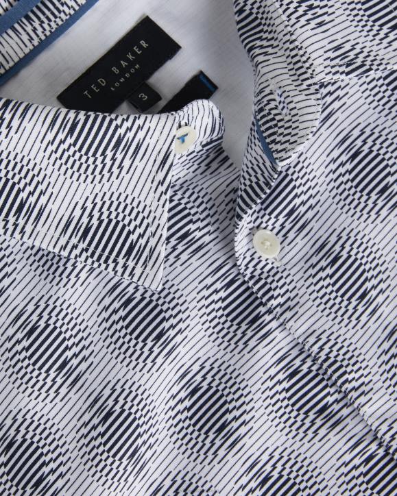Ted Baker Pearse Long Sleeve Circle Geo Shirt White Clothing Men TLPL1537