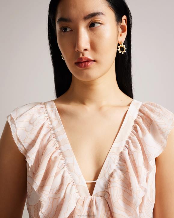 Ted Baker Petunaa Pearl Bubble Drop Hoop Earrings Gold Color Jewelry Women TLPL1033