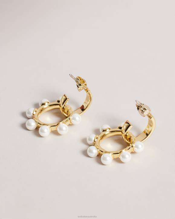 Ted Baker Petunaa Pearl Bubble Drop Hoop Earrings Gold Color Jewelry Women TLPL1033