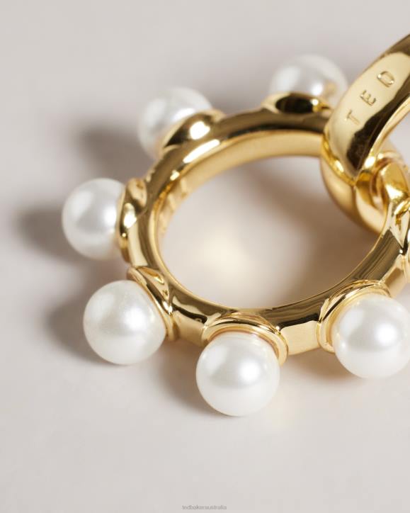 Ted Baker Petunaa Pearl Bubble Drop Hoop Earrings Gold Color Jewelry Women TLPL1033