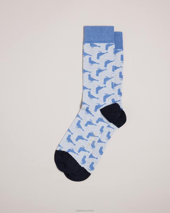 Ted Baker Pidgsok Pigeon Print Socks Blue Accessories Men TLPL1981