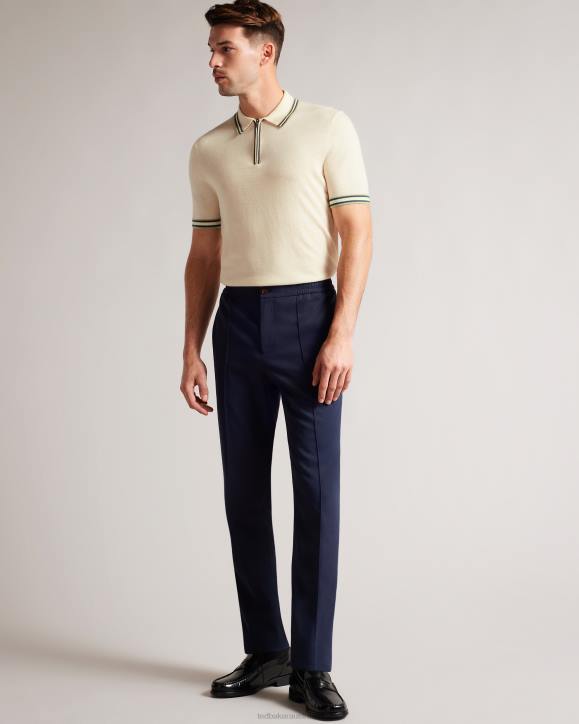 Ted Baker Pierrot Short Sleeve Stripe Trim Polo Shirt White Clothing Men TLPL1301