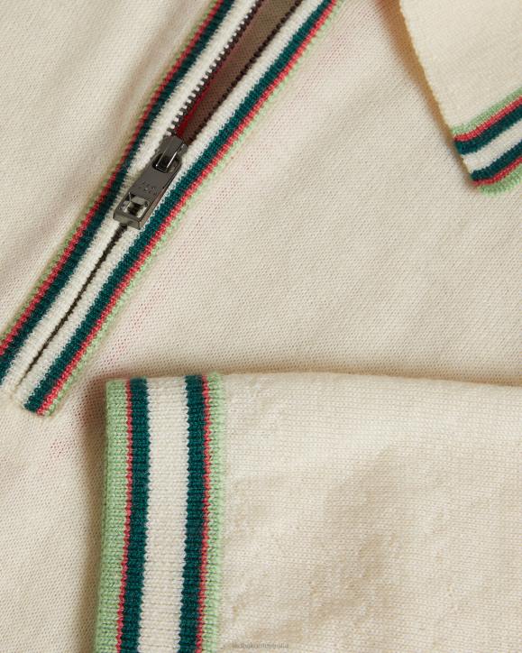 Ted Baker Pierrot Short Sleeve Stripe Trim Polo Shirt White Clothing Men TLPL1301