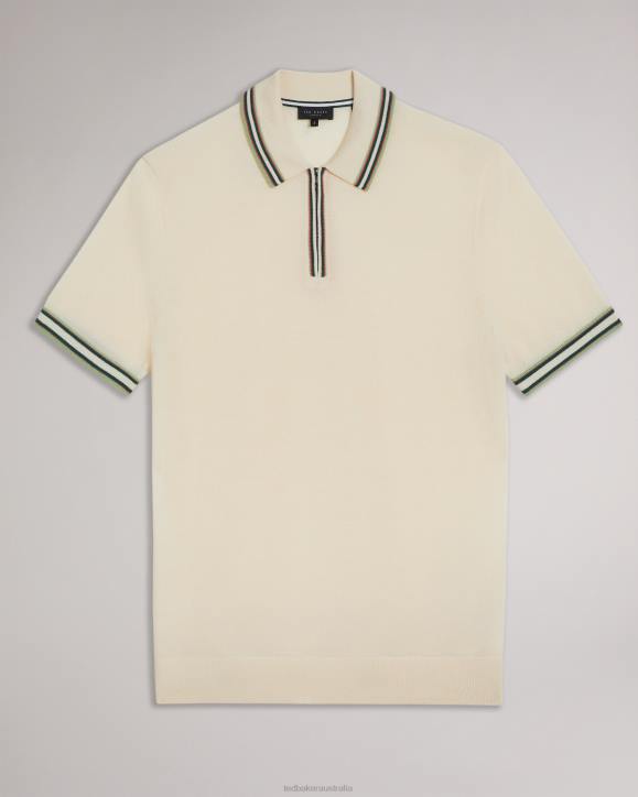 Ted Baker Pierrot Short Sleeve Stripe Trim Polo Shirt White Clothing Men TLPL1301