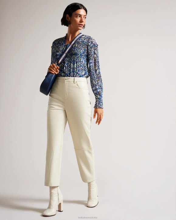 Ted Baker Plaider Straight Leg Faux Leather Trousers Natural Clothing Women TLPL119