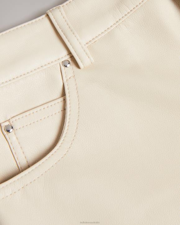Ted Baker Plaider Straight Leg Faux Leather Trousers Natural Clothing Women TLPL119