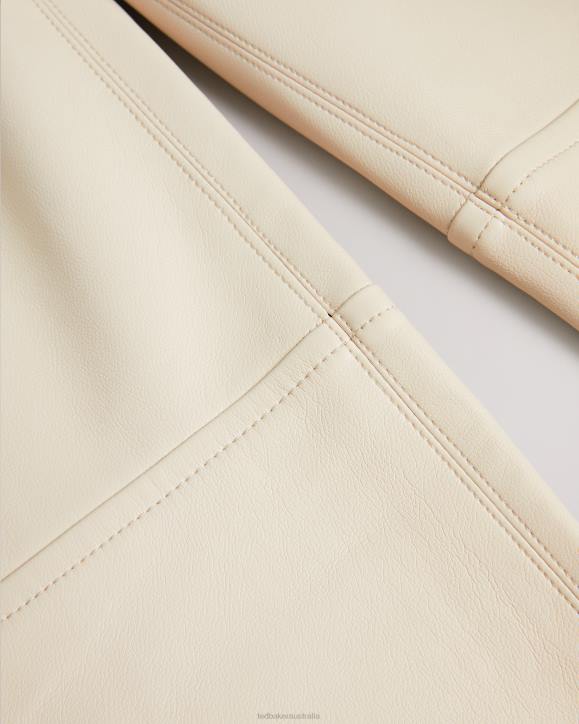 Ted Baker Plaider Straight Leg Faux Leather Trousers Natural Clothing Women TLPL119