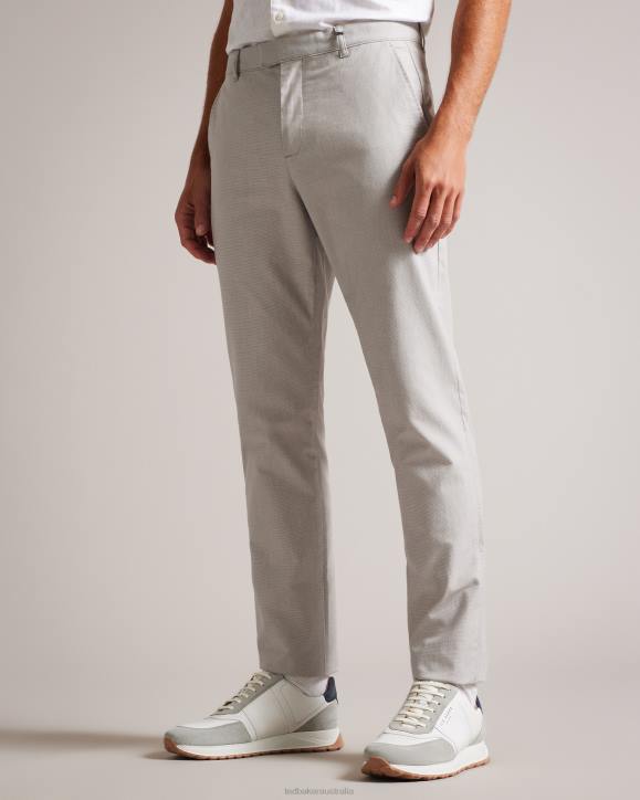 Ted Baker Portmay Slim Fit Dogtooth Trousers Gray Clothing Men TLPL1408