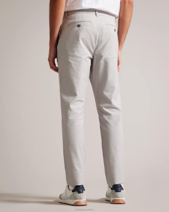 Ted Baker Portmay Slim Fit Dogtooth Trousers Gray Clothing Men TLPL1408
