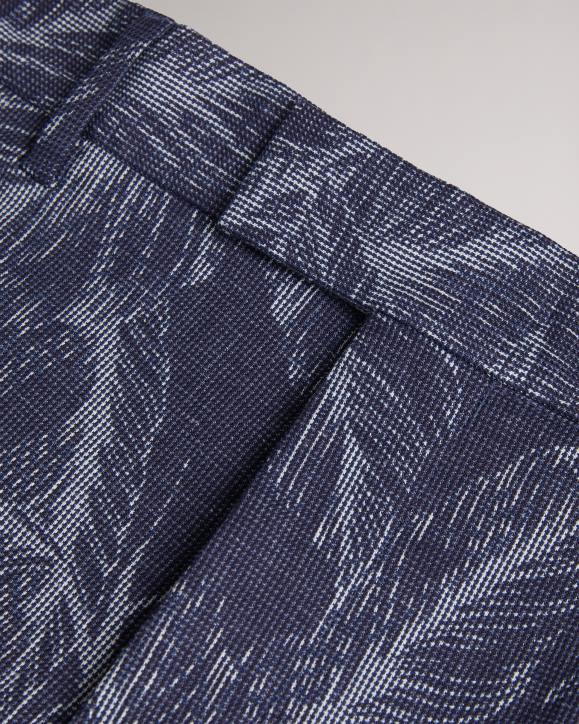 Ted Baker Postos Cotton And Linen Leaf Pattern Shorts Navy Clothing Men TLPL1624