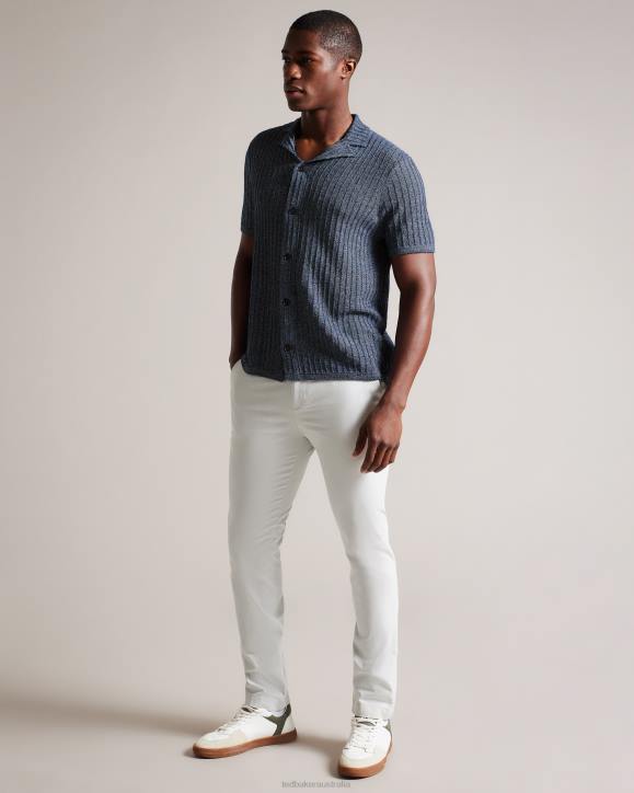 Ted Baker Proof Short Sleeve Knitted Polo Shirt Navy Clothing Men TLPL1357