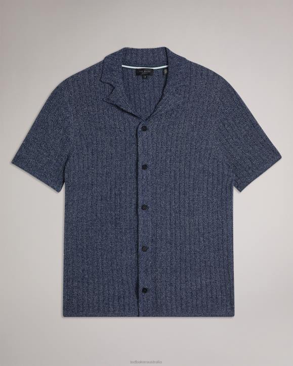 Ted Baker Proof Short Sleeve Knitted Polo Shirt Navy Clothing Men TLPL1357