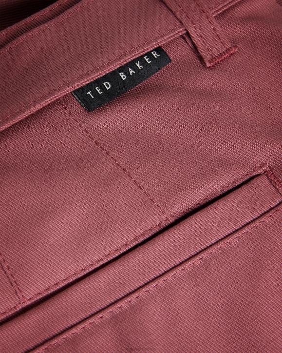 Ted Baker Quarts Belted Straight Leg Trousers Maroon Clothing Men TLPL1266