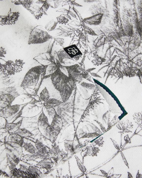 Ted Baker Quinten Short Sleeve Botanical Print Polo Shirt White Clothing Men TLPL1323