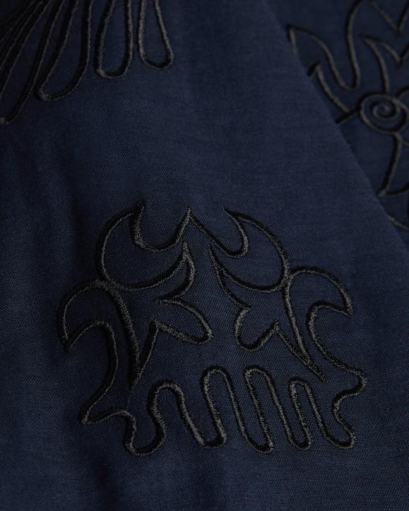 Ted Baker Ranney Short Sleeve Cotton Shirt With Floral Embroidery Navy Clothing Men TLPL1505