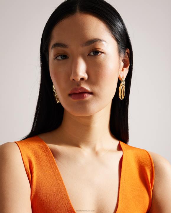 Ted Baker Rendali Ripple Chain Drop Earrings Gold Color Jewelry Women TLPL1057