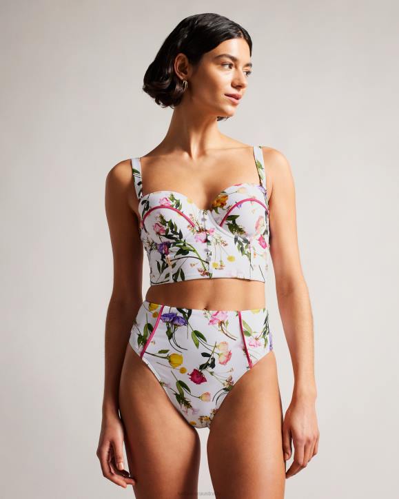 Ted Baker Rosaby High Waisted Floral Bikini Bottoms White Clothing Women TLPL251