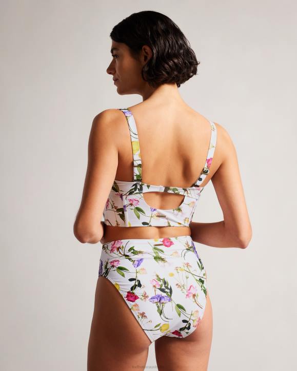 Ted Baker Rosaby High Waisted Floral Bikini Bottoms White Clothing Women TLPL251