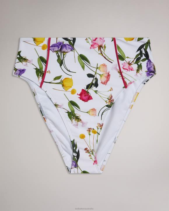 Ted Baker Rosaby High Waisted Floral Bikini Bottoms White Clothing Women TLPL251