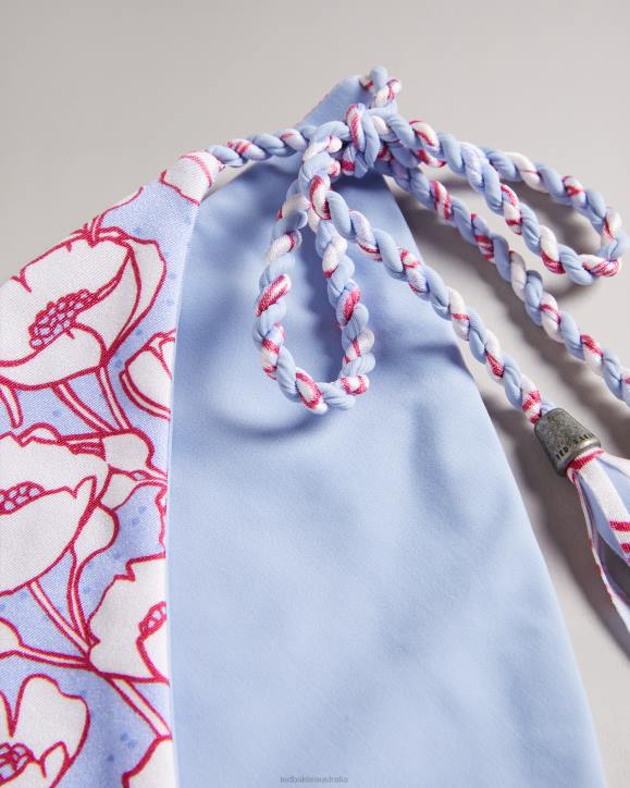 Ted Baker Rosiaah Reversible Poppy Print Bikini Bottom Blue Clothing Women TLPL396