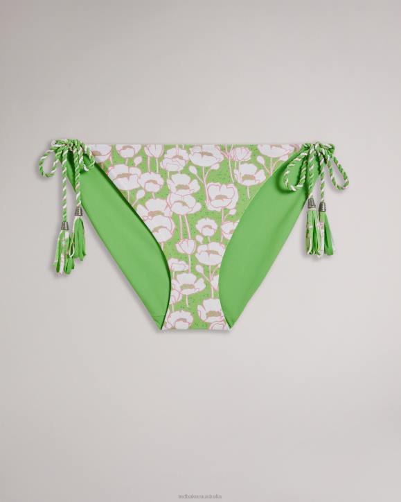 Ted Baker Rosiaah Reversible Poppy Print Bikini Bottom Green Clothing Women TLPL411