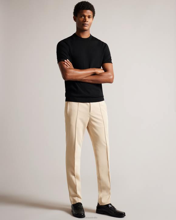 Ted Baker Senti Short Sleeve Knitted T-Shirt Black Clothing Men TLPL1468
