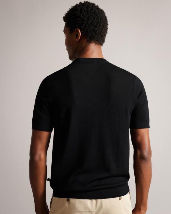 Ted Baker Senti Short Sleeve Knitted T-Shirt Black Clothing Men TLPL1468