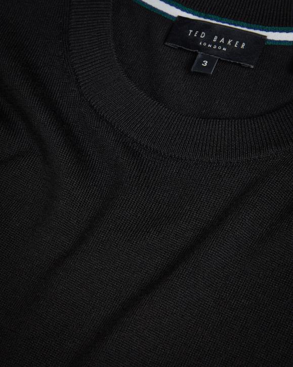 Ted Baker Senti Short Sleeve Knitted T-Shirt Black Clothing Men TLPL1468