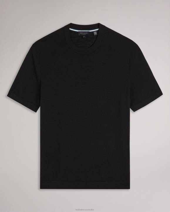Ted Baker Senti Short Sleeve Knitted T-Shirt Black Clothing Men TLPL1468