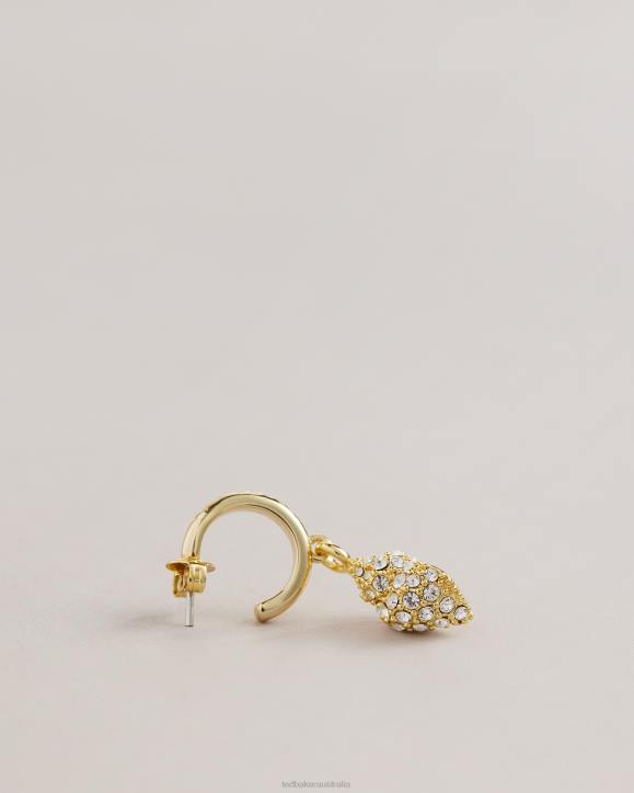 Ted Baker Sersiee Crystal Shell Hoop Drop Earrings Gold Color Jewelry Women TLPL1146