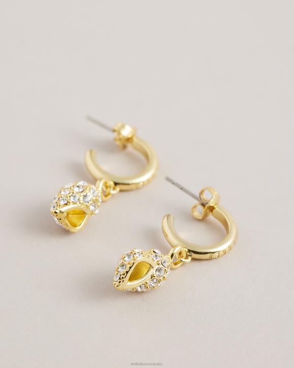 Ted Baker Sersiee Crystal Shell Hoop Drop Earrings Gold Color Jewelry Women TLPL1146