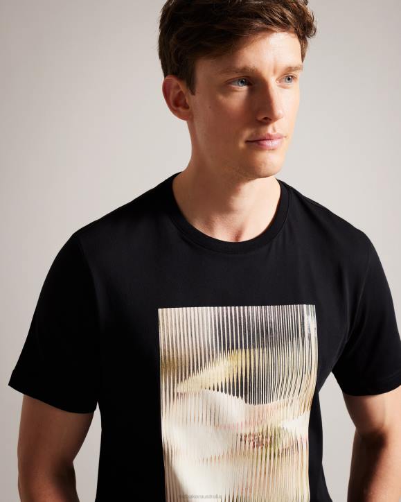 Ted Baker Species Short Sleeve Abstract Graphic T-Shirt Black Clothing Men TLPL1526