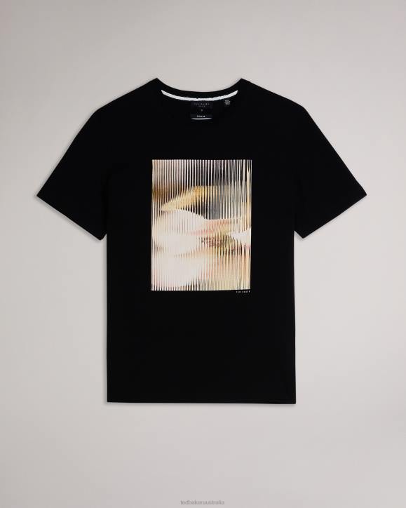 Ted Baker Species Short Sleeve Abstract Graphic T-Shirt Black Clothing Men TLPL1526