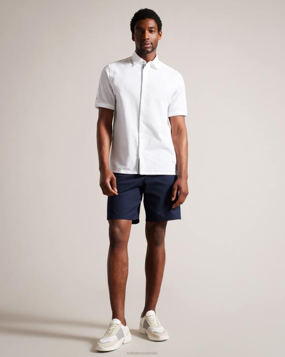 Ted Baker Stansho Short Sleeve Seersucker Shirt White Clothing Men TLPL1351