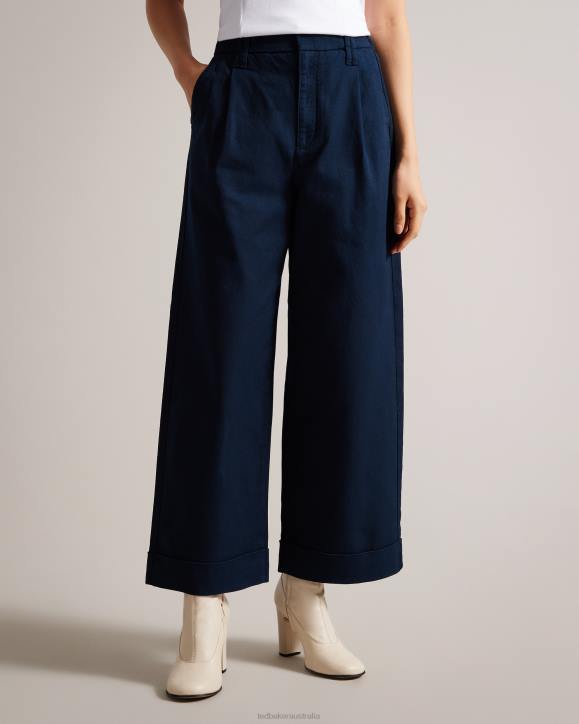 Ted Baker Steviey Wide Leg Tailored Trousers Dark Navy Clothing Women TLPL319