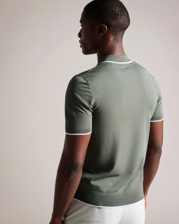 Ted Baker Stortfo Short Sleeve Rayon Polo Shirt Khaki Clothing Men TLPL1327