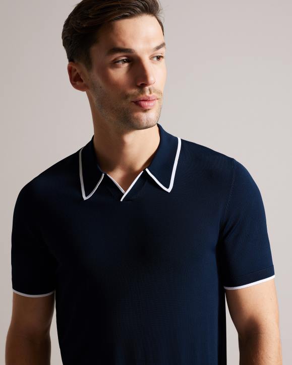 Ted Baker Stortfo Short Sleeve Rayon Polo Shirt Navy Clothing Men TLPL1373