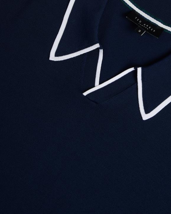 Ted Baker Stortfo Short Sleeve Rayon Polo Shirt Navy Clothing Men TLPL1373