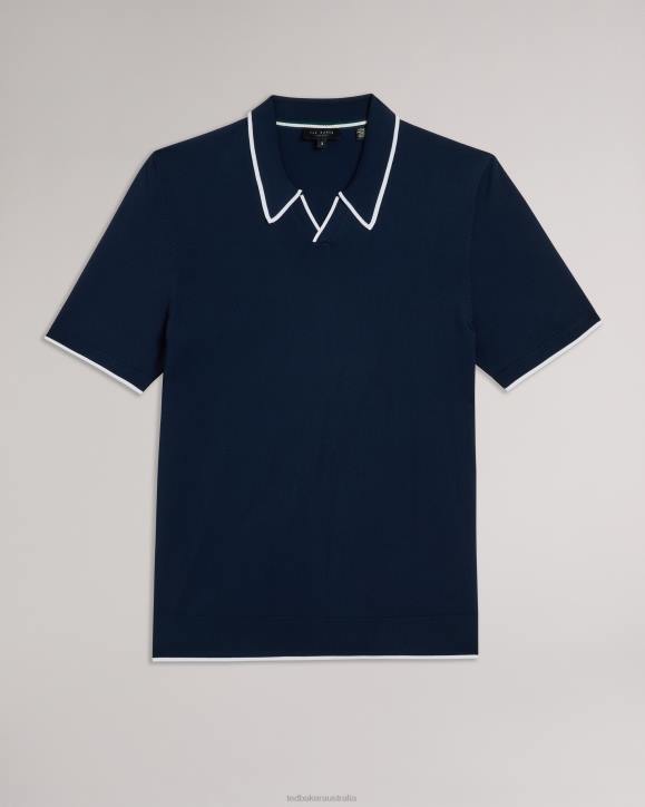 Ted Baker Stortfo Short Sleeve Rayon Polo Shirt Navy Clothing Men TLPL1373