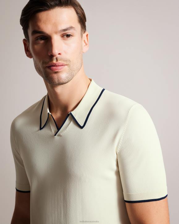 Ted Baker Stortfo Short Sleeve Rayon Polo Shirt Stone Clothing Men TLPL1502