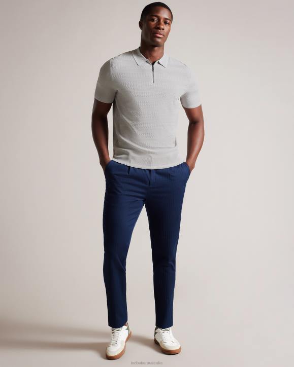 Ted Baker Stree Short Sleeve Textured Polo Shirt Gray Clothing Men TLPL1363